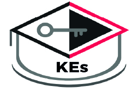 Akademischer Hut mit Schlüssel und Aufschrift "KEs"