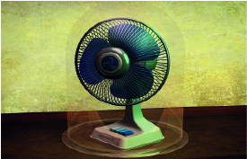 Ventilator unter einem luftdichten Glasbehälter